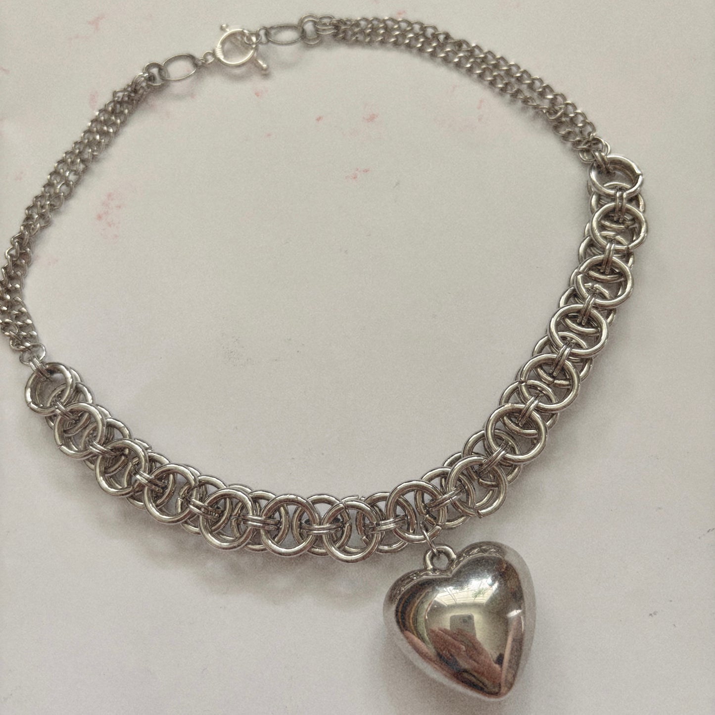 Chainmail Silver Upcycled Necklace